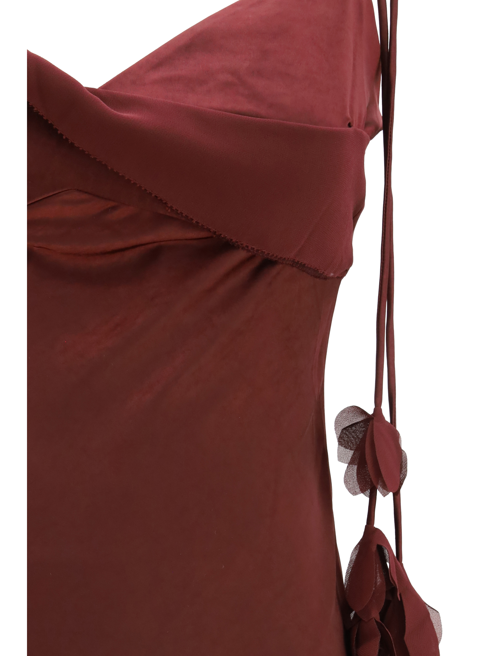 Satin flower midi Dress