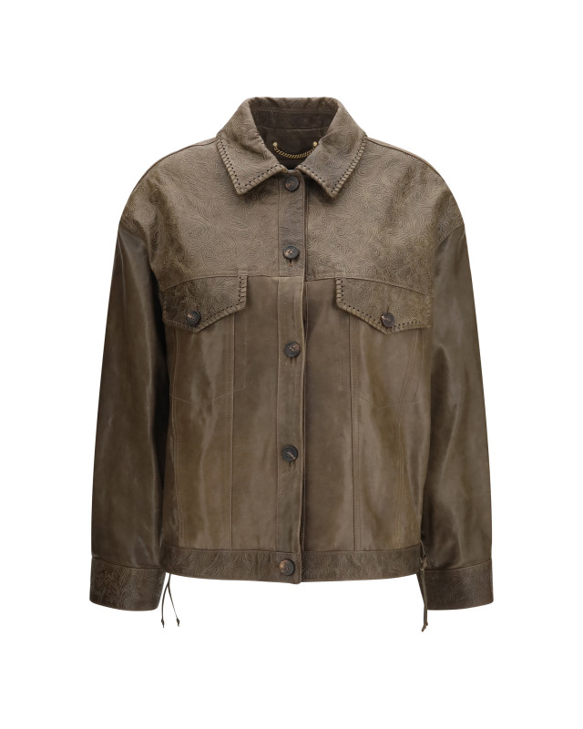 Babete leather Jacket with embossed details