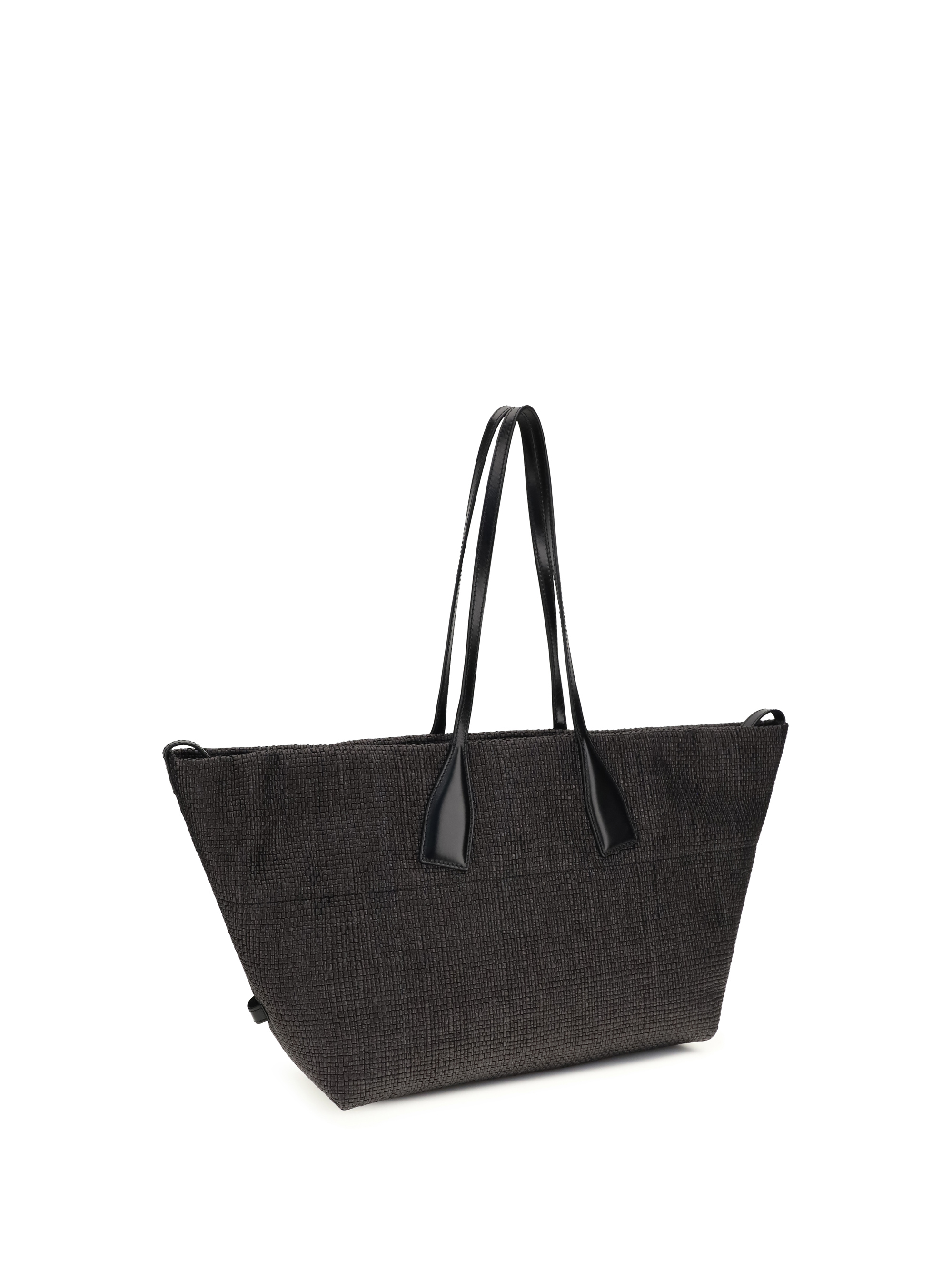 Track Shoulder Bag in leather and raffia