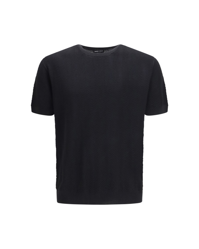 Short-sleeved cotton and silk Sweater