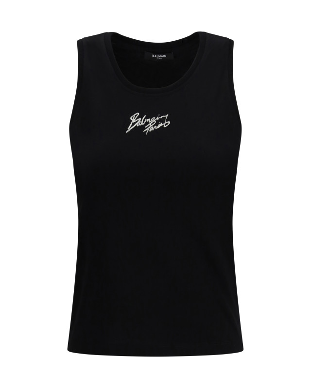 Paris brush print Tank Top