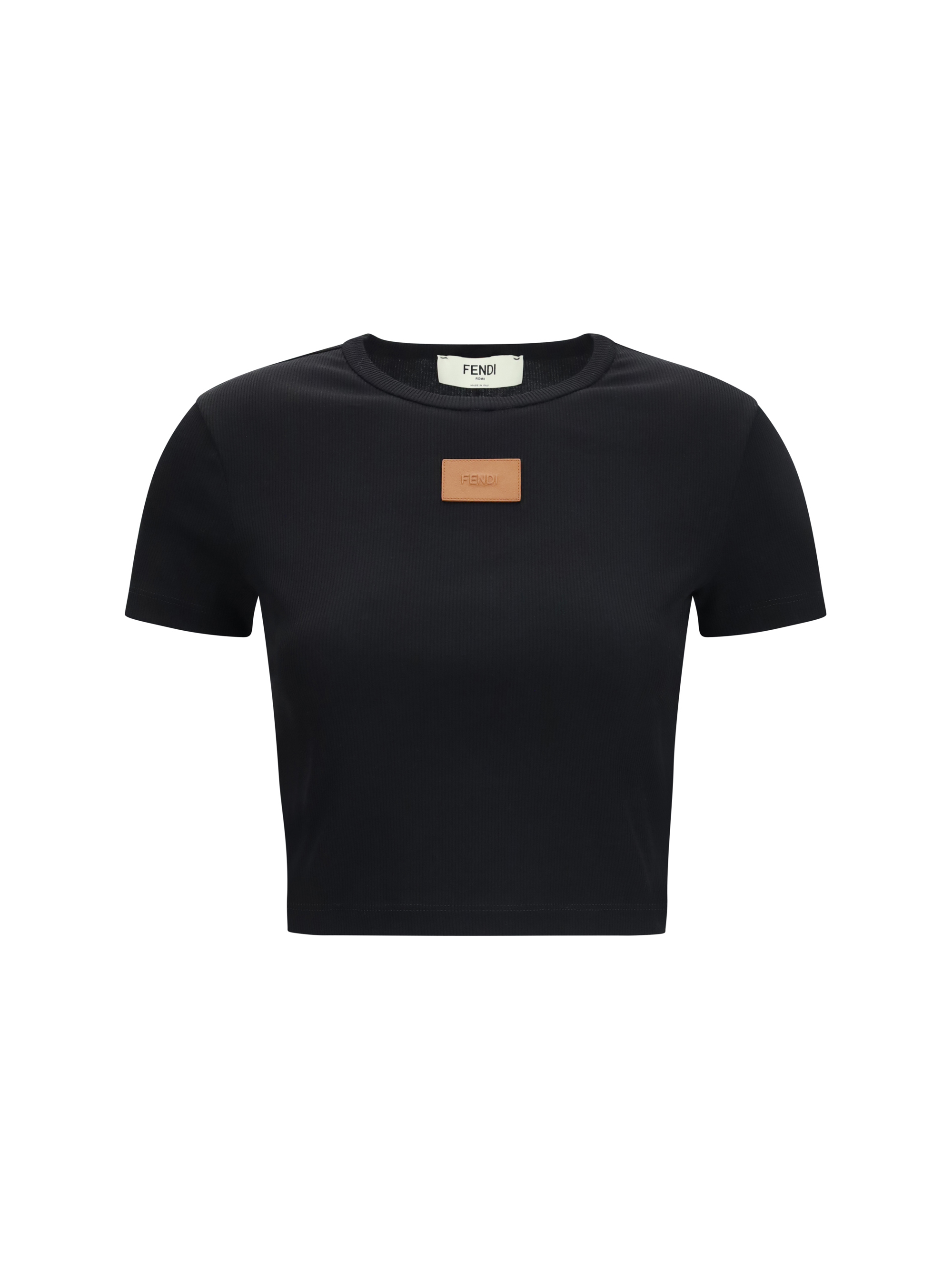 Cropped ribbed cotton T-shirt