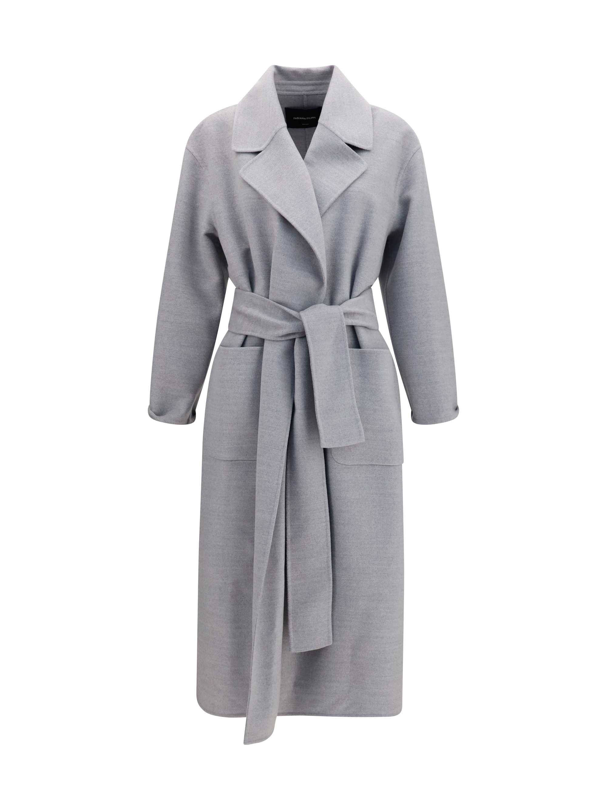 Belted double wool Coat