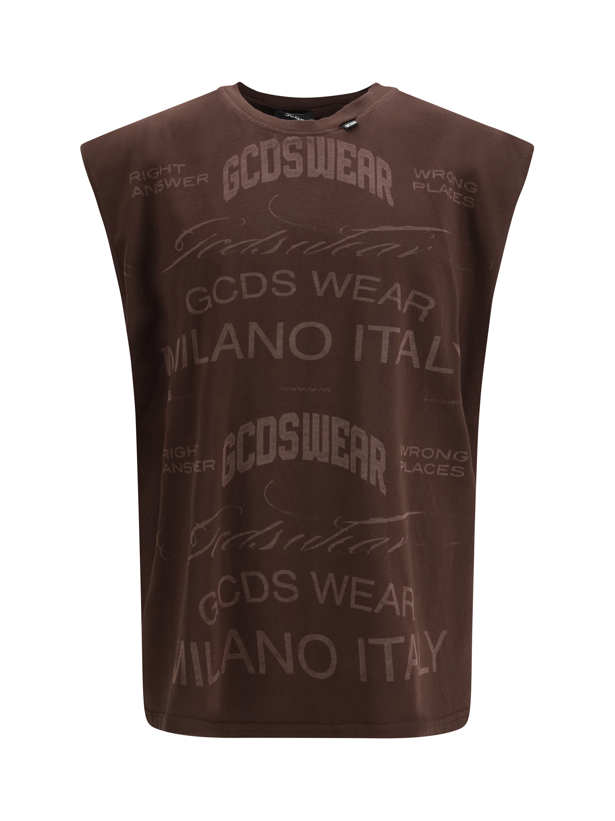 History Sleeveless T-Shirt in cotton with all-over “History” print