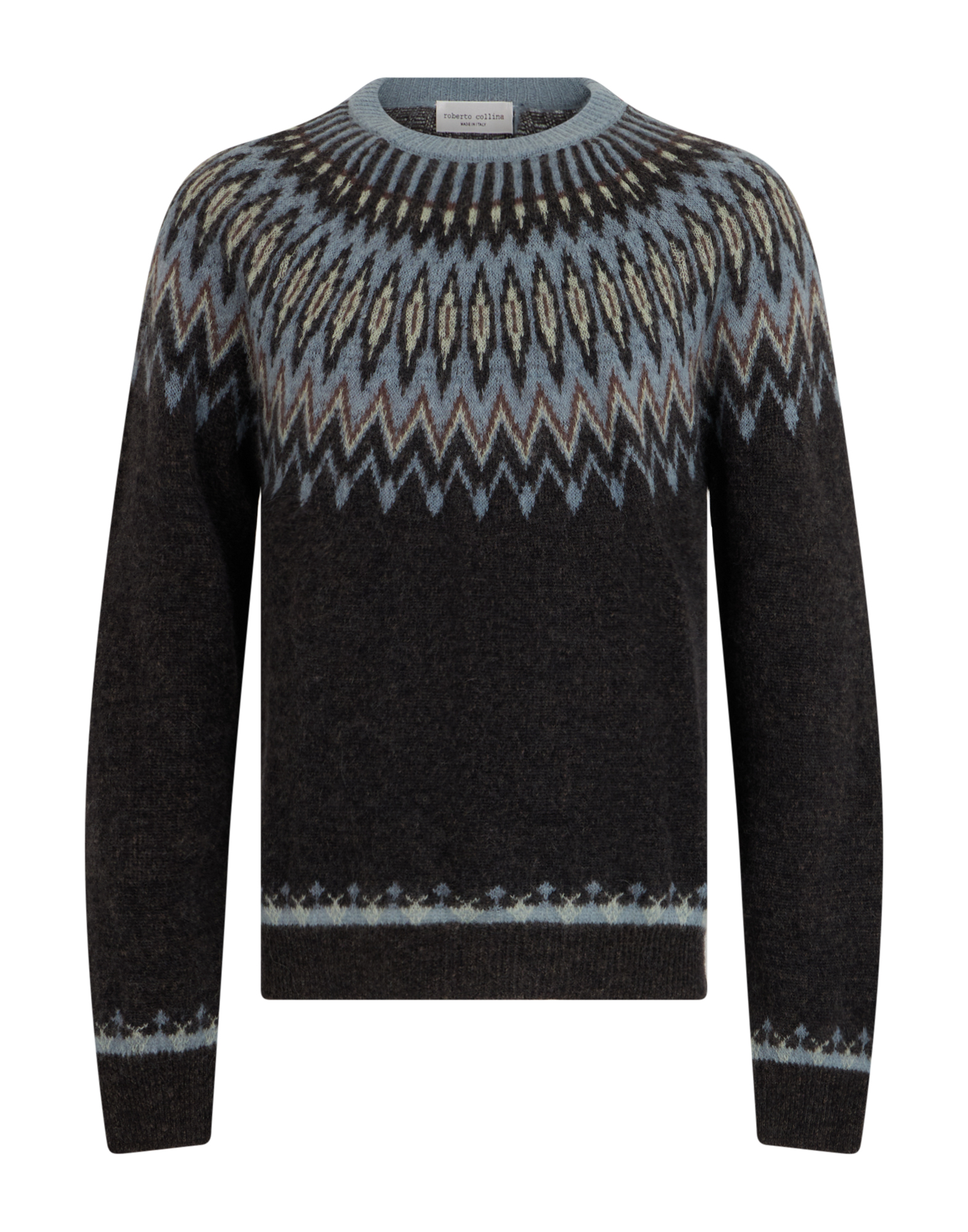 Crew neck sweater with jacquard pattern