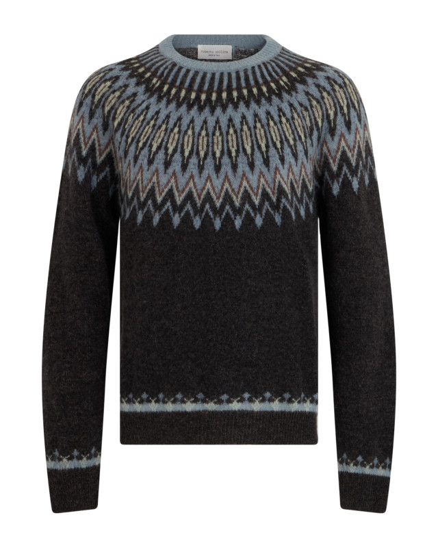 Crew neck sweater with jacquard pattern