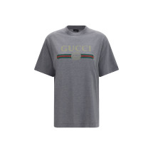 Cotton and silk jersey printed T-shirt