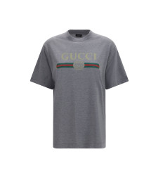 Cotton and silk jersey printed T-shirt