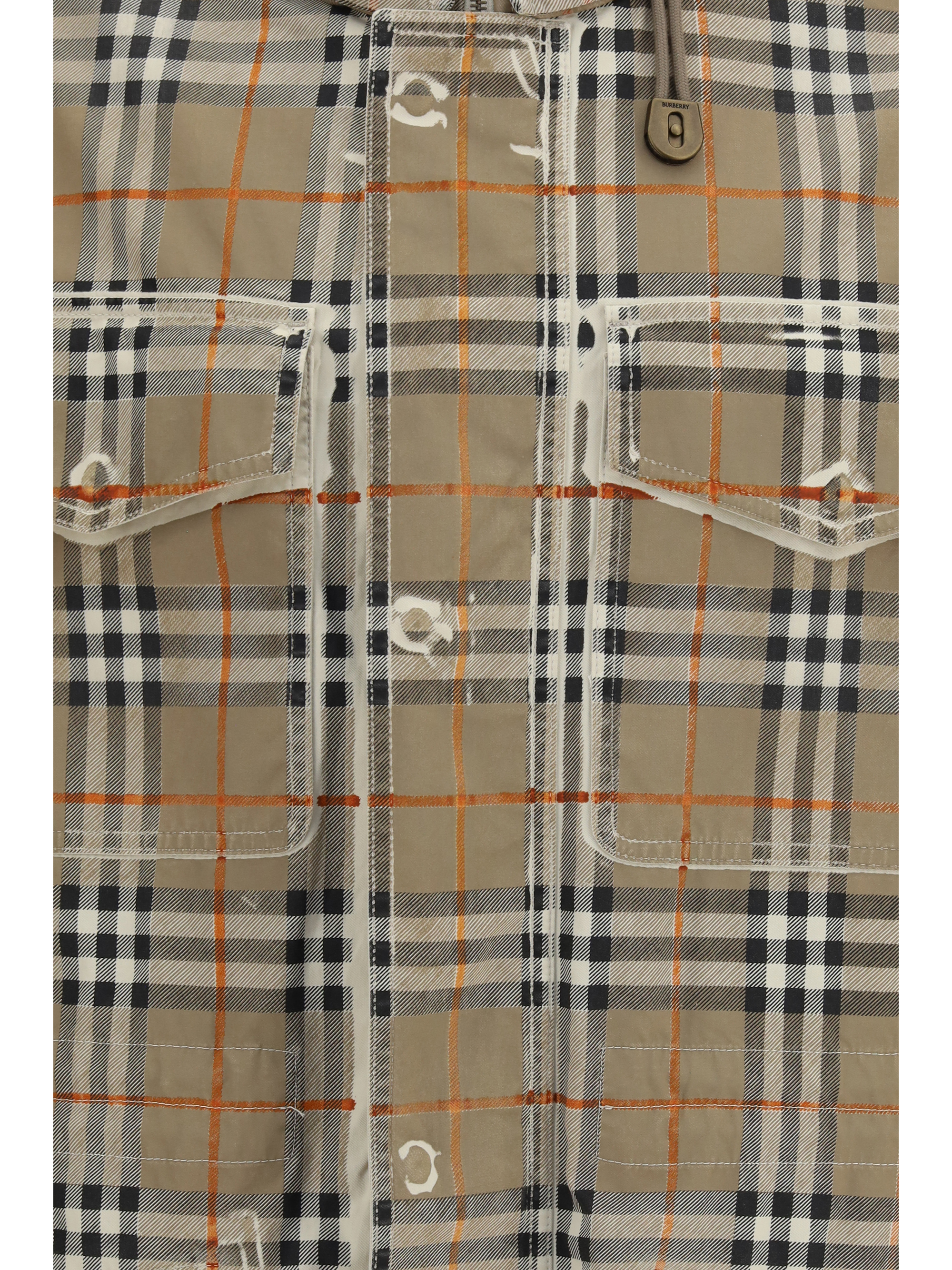 Gabardine Parka with faded Check print