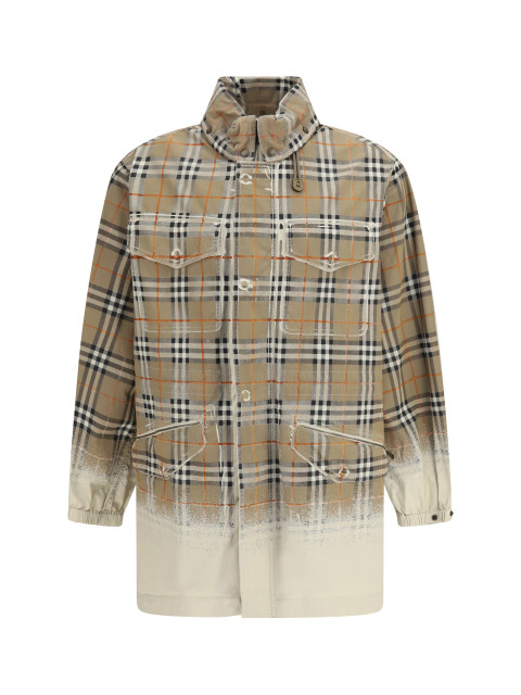 Gabardine Parka with faded Check print