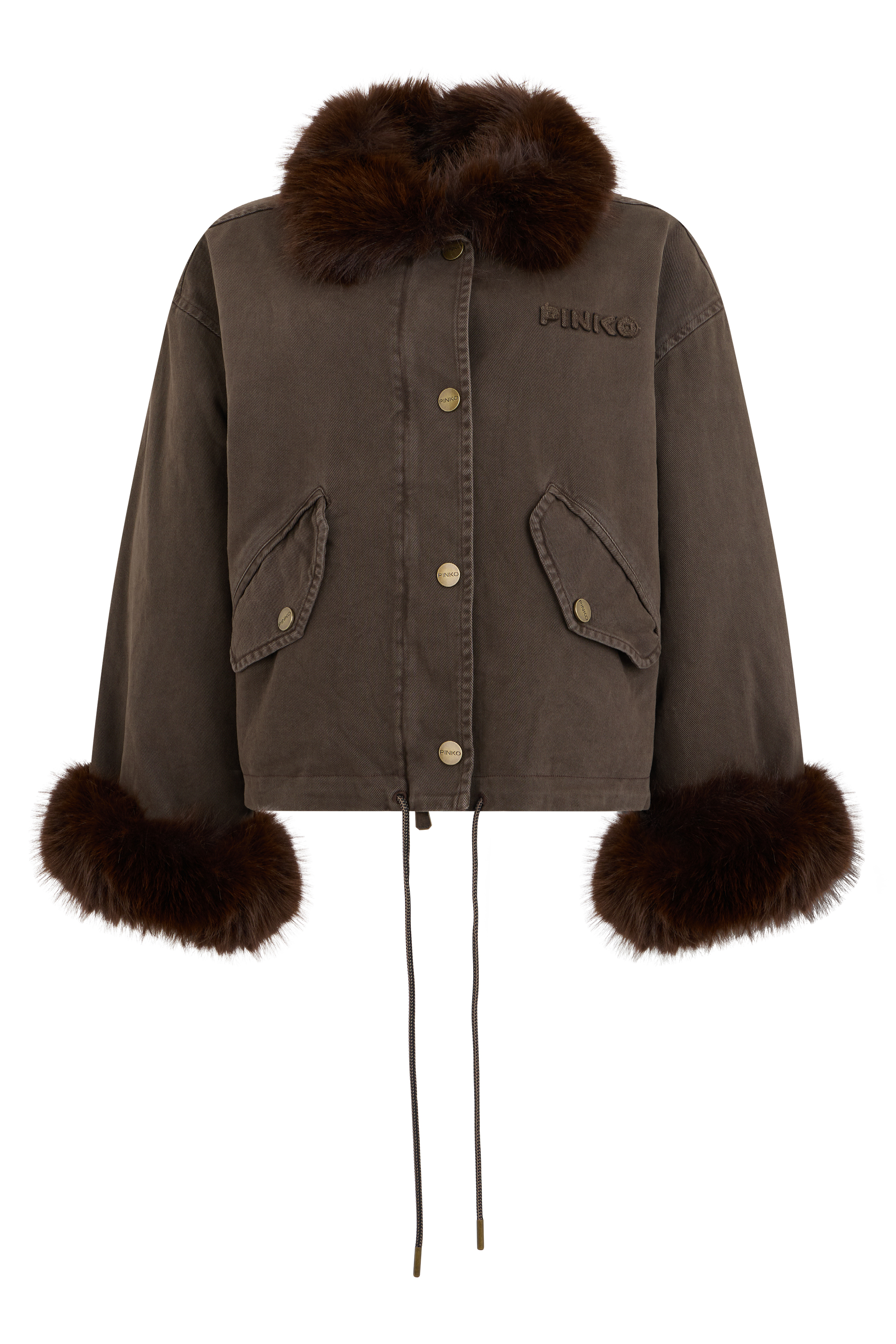 Jacket with collar and cuffs made of synthetic fur