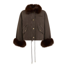 Jacket with collar and cuffs made of synthetic fur