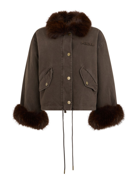 Jacket with collar and cuffs made of synthetic fur