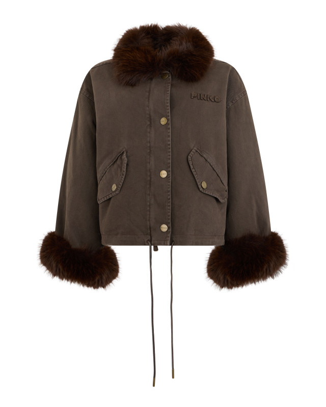 Jacket with collar and cuffs made of synthetic fur
