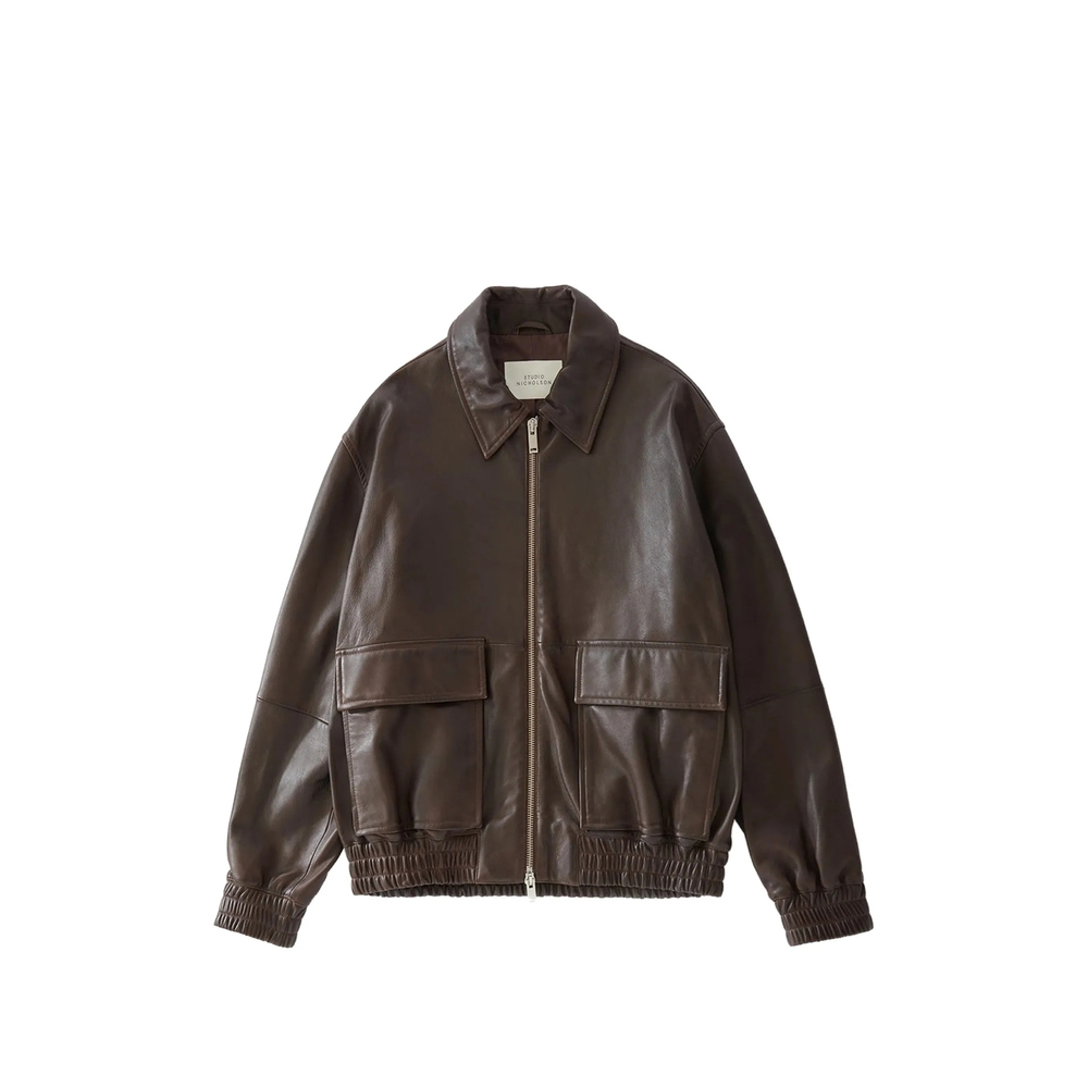 [Studio Nicholson] Leather Jacket FW26 SNM-1115 PISTON BROWN