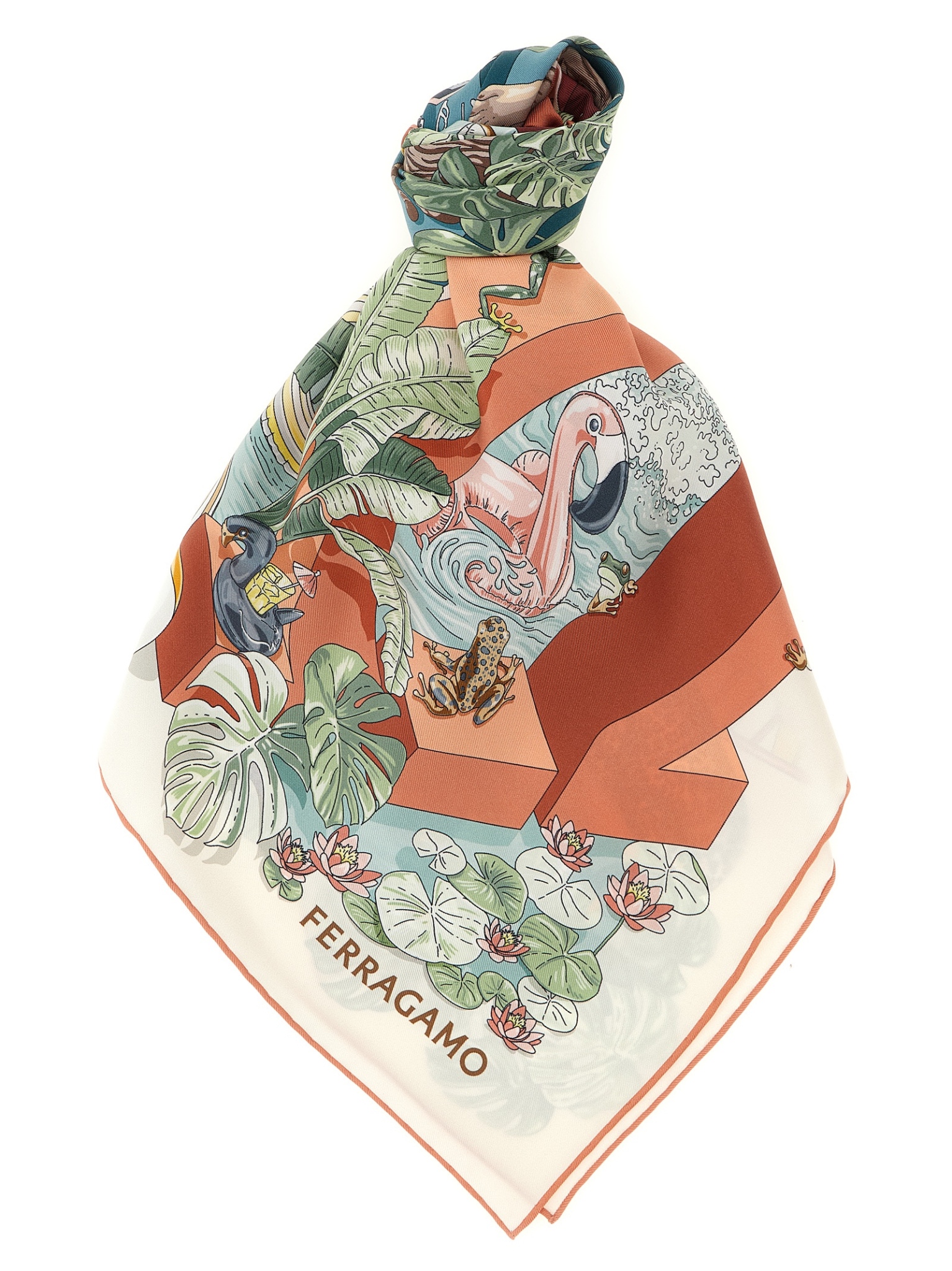 [Ferragamo] Scarf FW26 795106RUSTPETROLIO