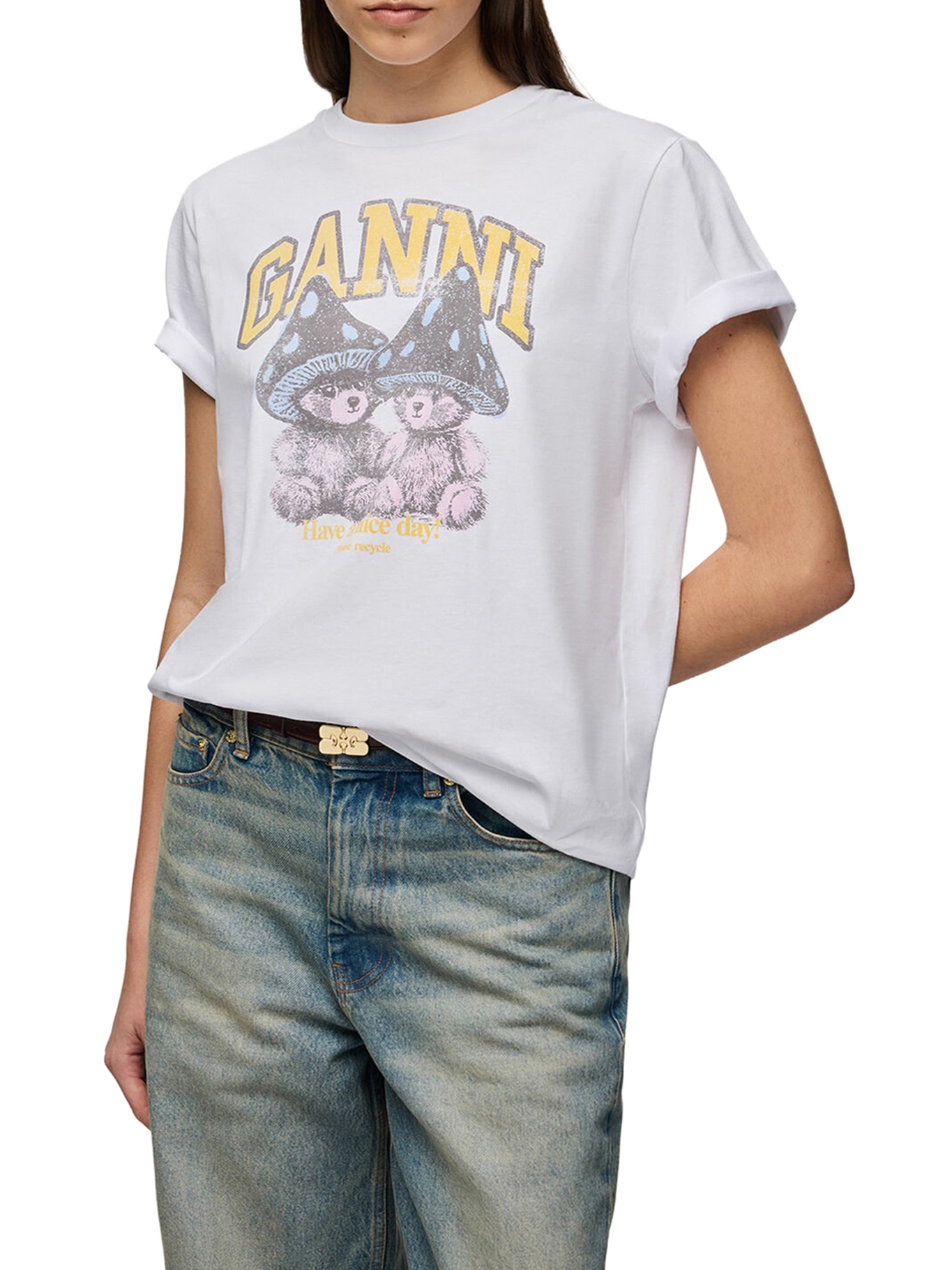[GANNI] T-shirts Short Sleeve FW26 A1050311151 BRIGHT WHITE