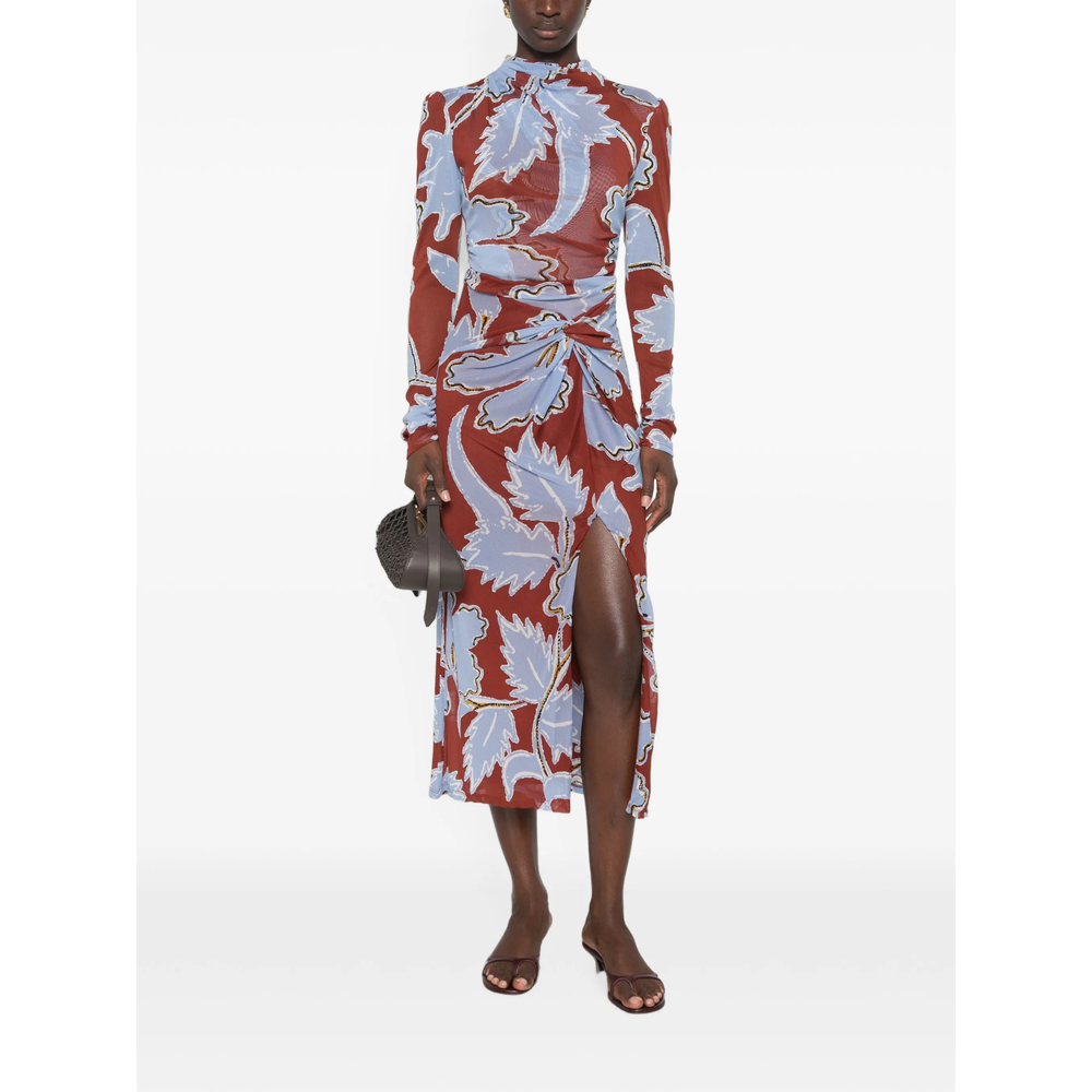 [DIANE VON FURSTENBERG] Long sleeve dress FW26 D523ACRGMTMESH  CRGMT