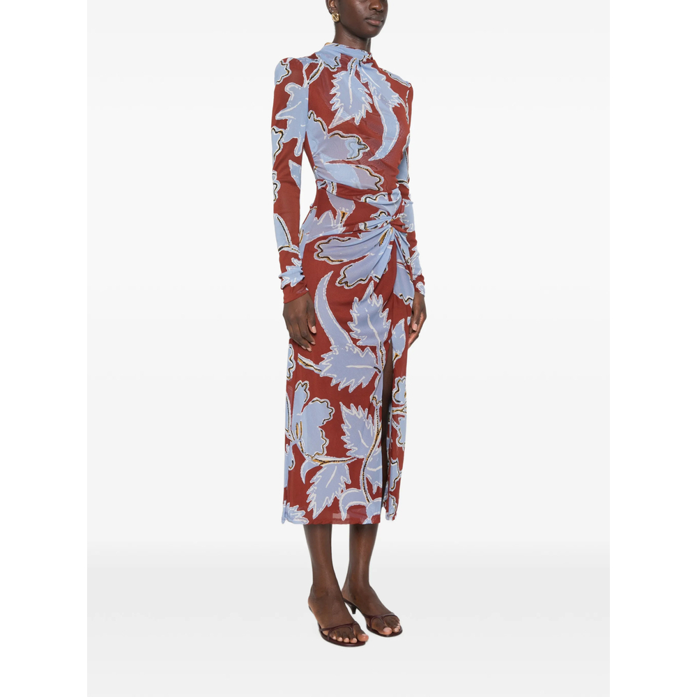 [DIANE VON FURSTENBERG] Long sleeve dress FW26 D523ACRGMTMESH  CRGMT