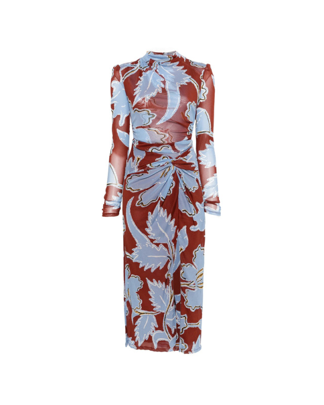 [DIANE VON FURSTENBERG] Long sleeve dress FW26 D523ACRGMTMESH  CRGMT