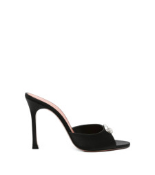 [Amina Muaddi] Mules FW26 MINI CAMELIA 105 BLKWH
