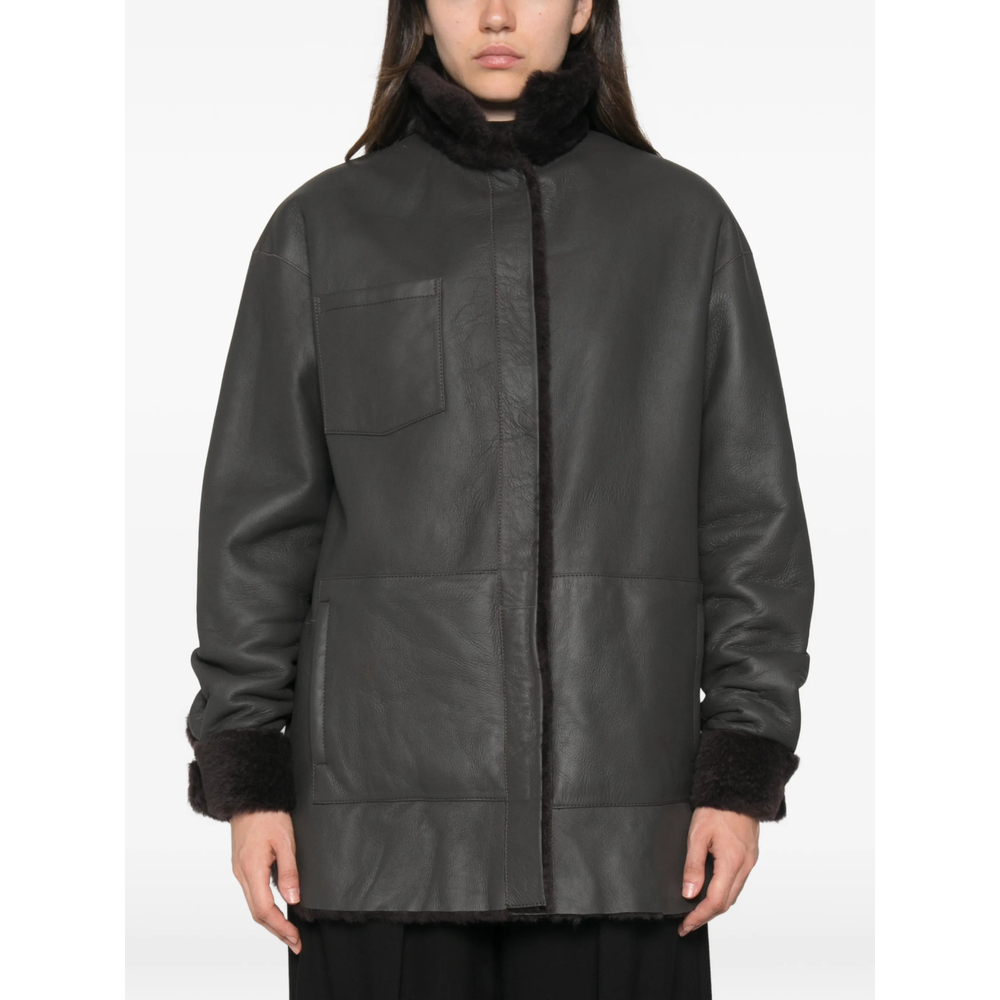 [SIMONETTA RAVIZZA] Leather Jacket FW26 F06JA437H18  CHOCO