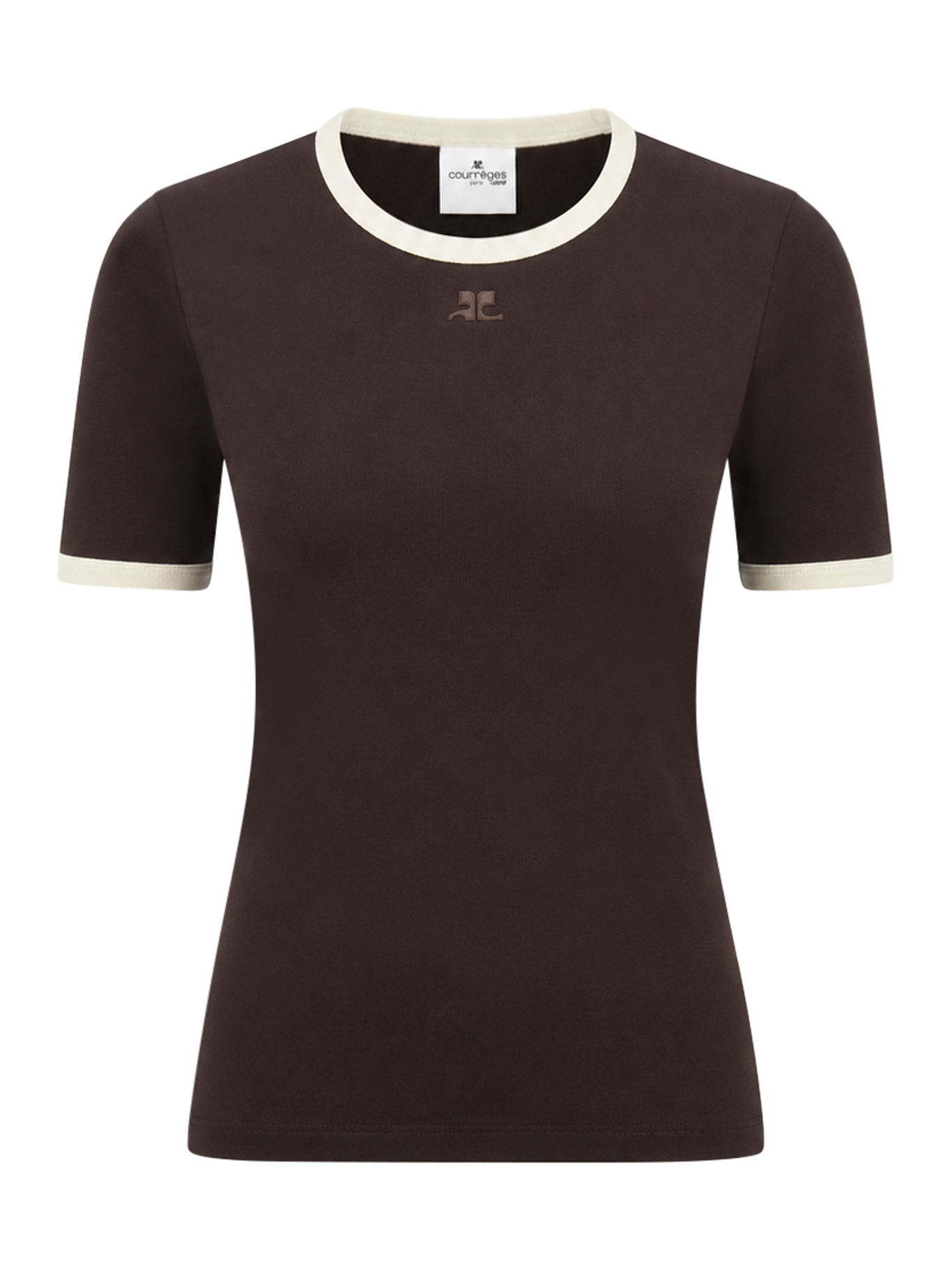 [Courreges] T-shirts Short Sleeve FW26 326JTS017JS0300B384 CHOCOLAT BUTTER