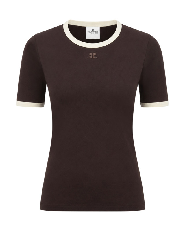 [Courreges] T-shirts Short Sleeve FW26 326JTS017JS0300B384 CHOCOLAT BUTTER
