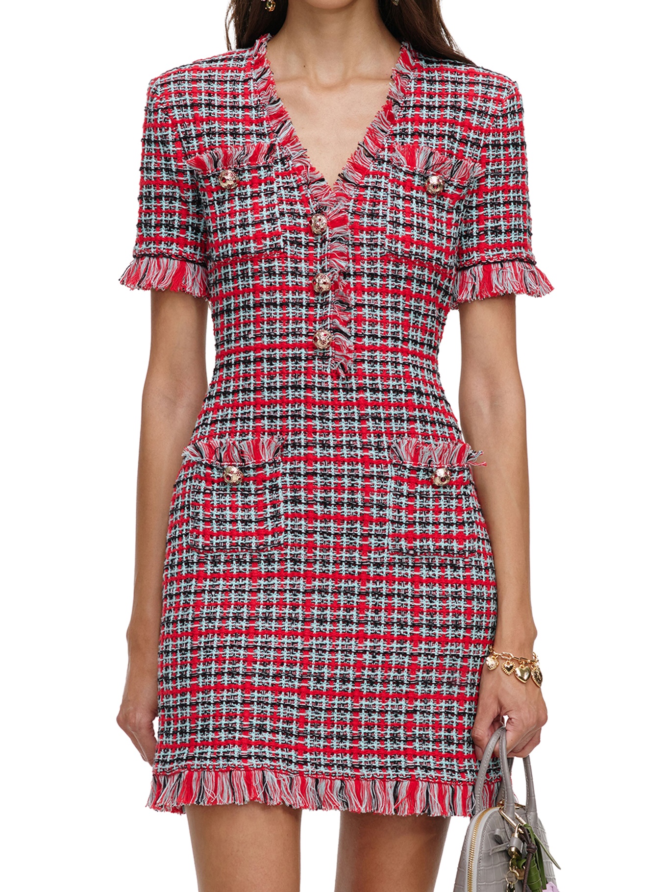 [Self-portrait] Short sleeve dress FW26 AW26146SBRRED