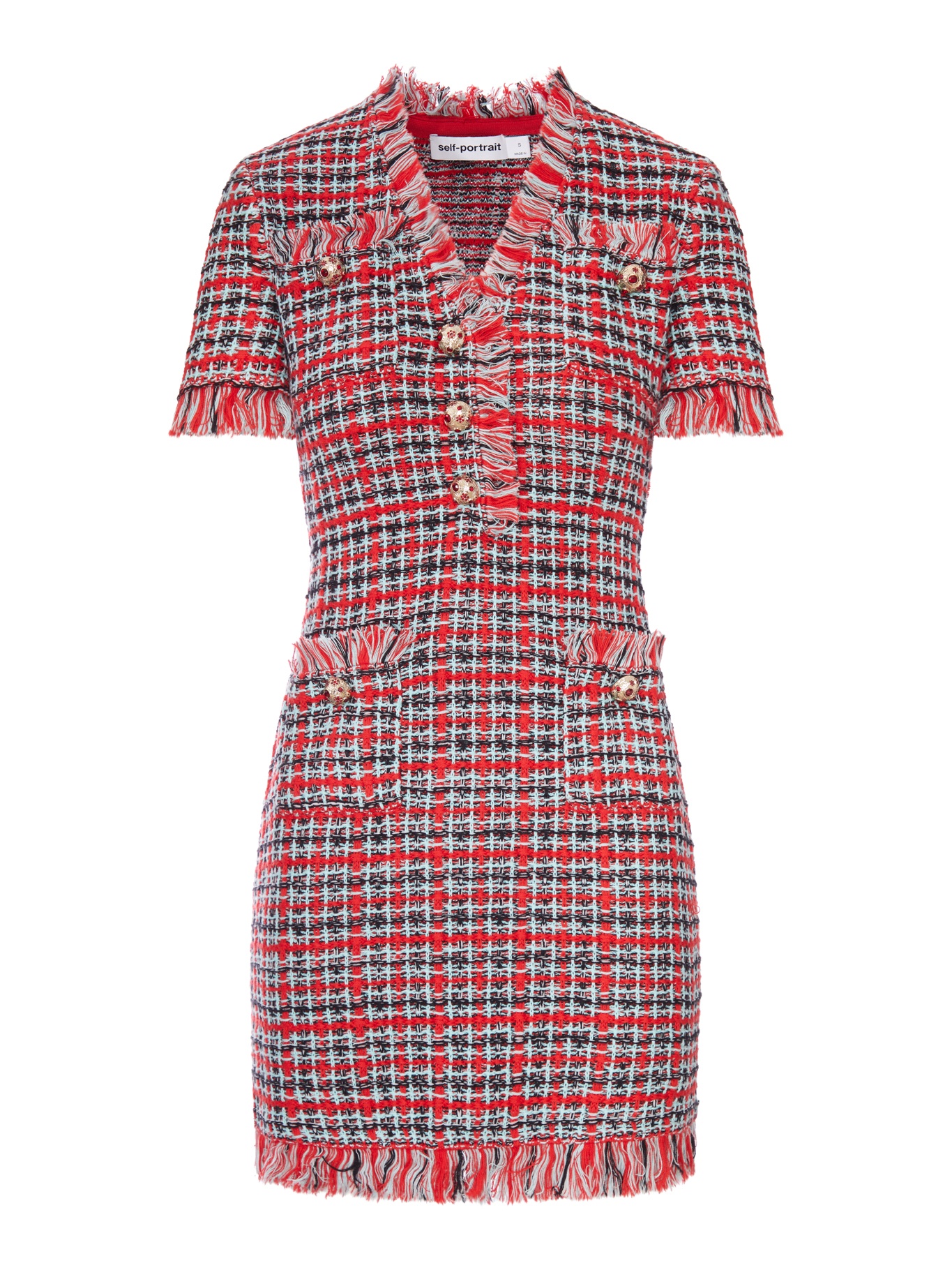 [Self-portrait] Short sleeve dress FW26 AW26146SBRRED