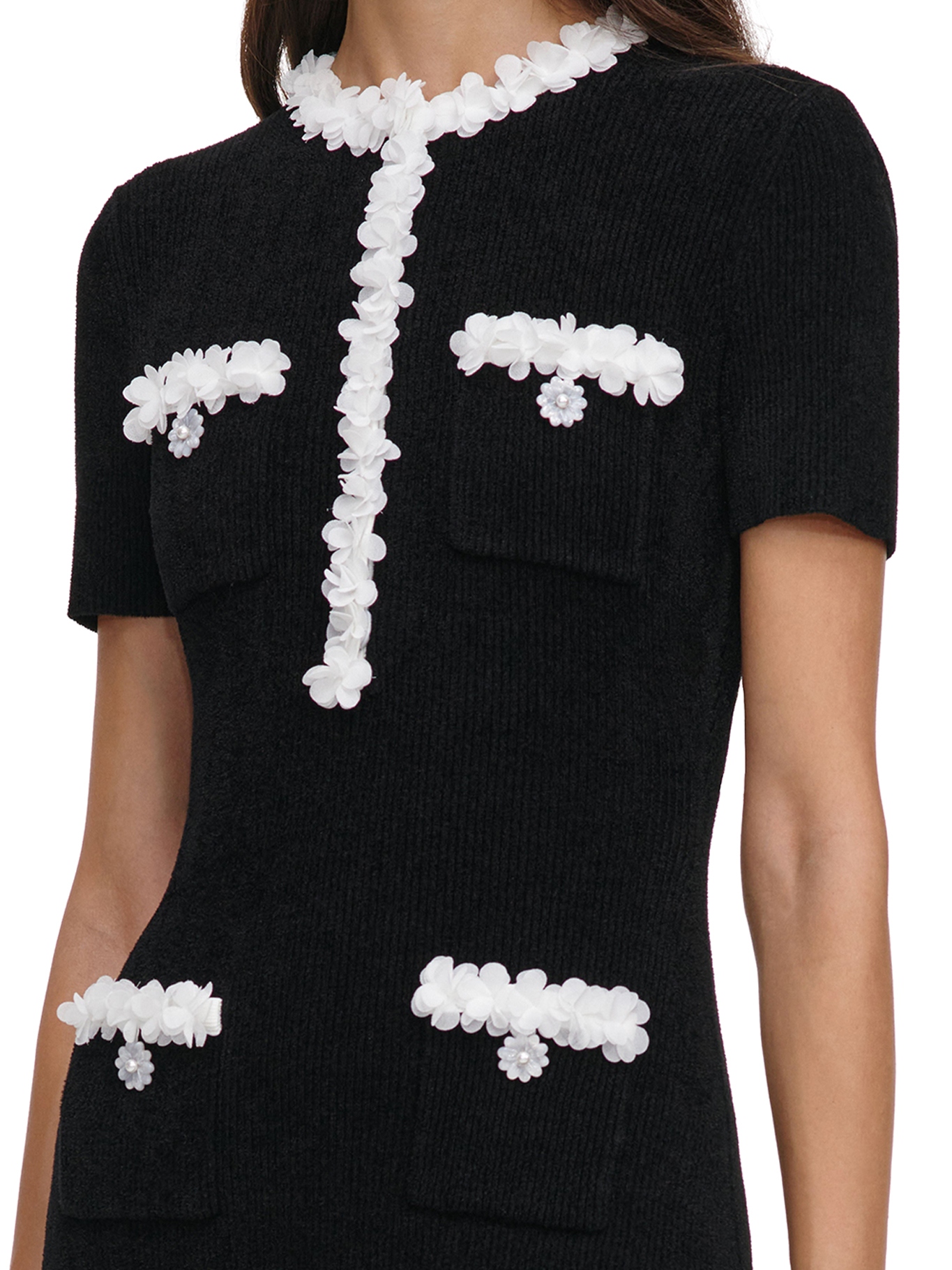 [Self-portrait] Short sleeve dress FW26 AW26099MABBLACK