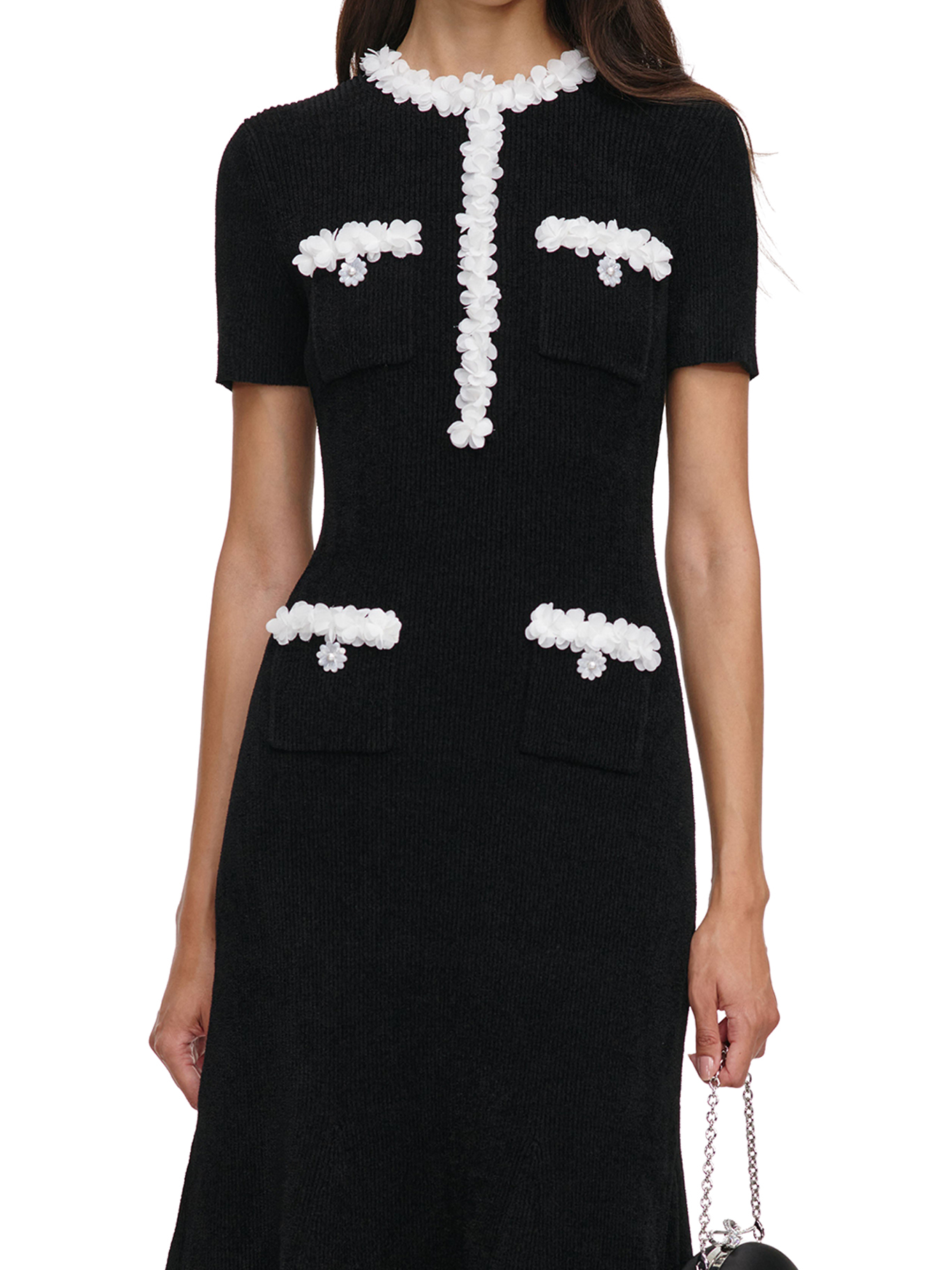 [Self-portrait] Short sleeve dress FW26 AW26099MABBLACK