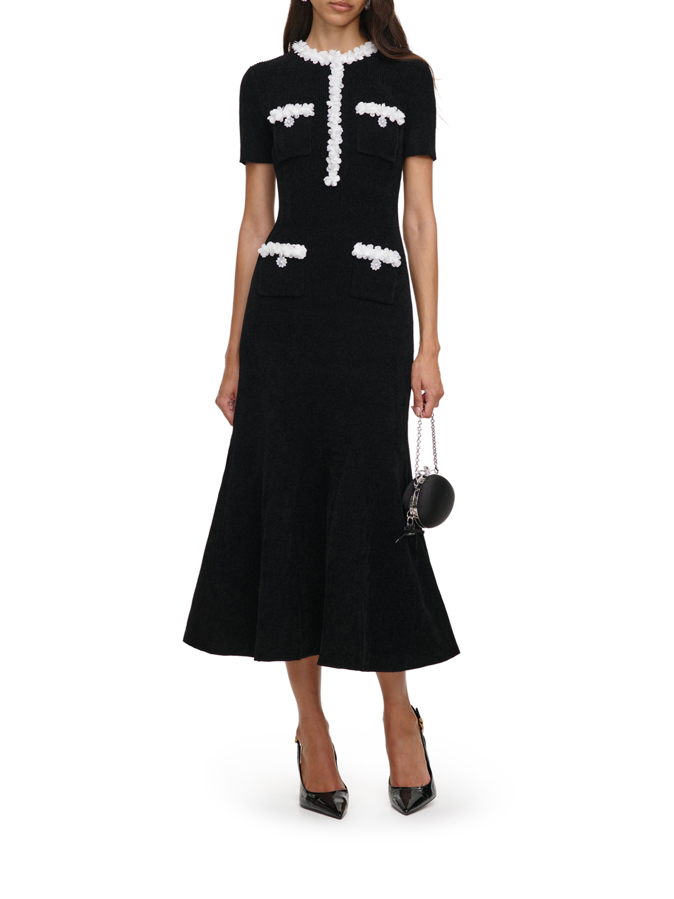 [Self-portrait] Short sleeve dress FW26 AW26099MABBLACK