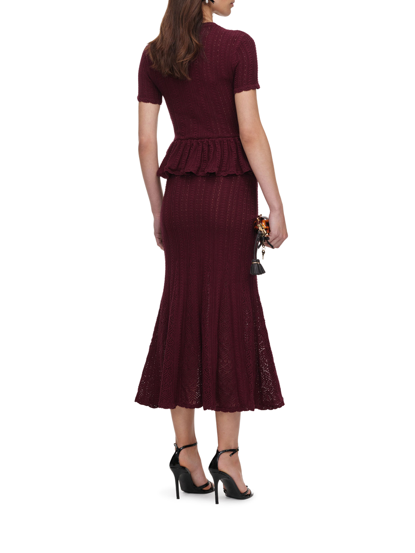 [Self-portrait] Short sleeve dress FW26 AW26100MCBUBURGUNDY