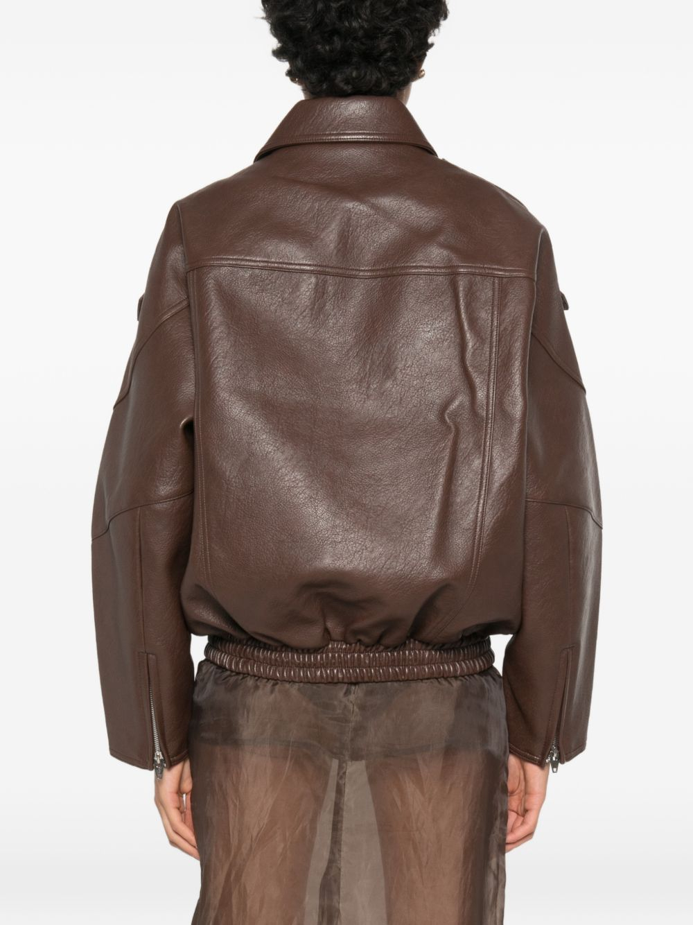 [THE FRANKIE SHOP] Leather Jacket FW26 JAFS22714200BROWN