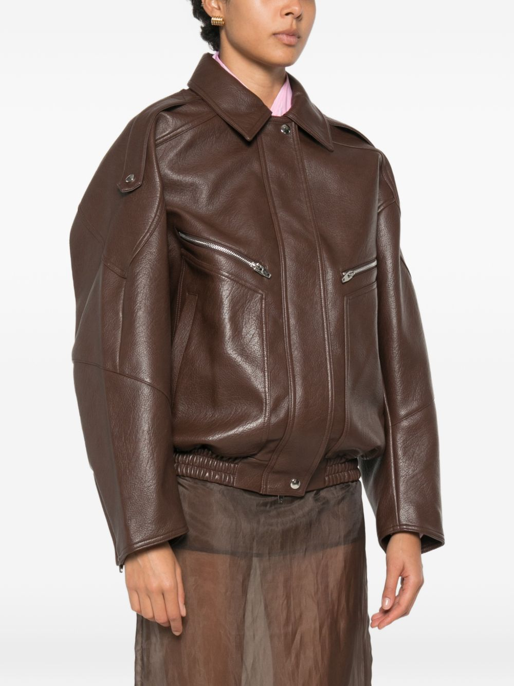 [THE FRANKIE SHOP] Leather Jacket FW26 JAFS22714200BROWN