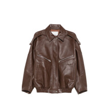 [THE FRANKIE SHOP] Leather Jacket FW26 JAFS22714200BROWN