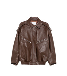 [THE FRANKIE SHOP] Leather Jacket FW26 JAFS22714200BROWN