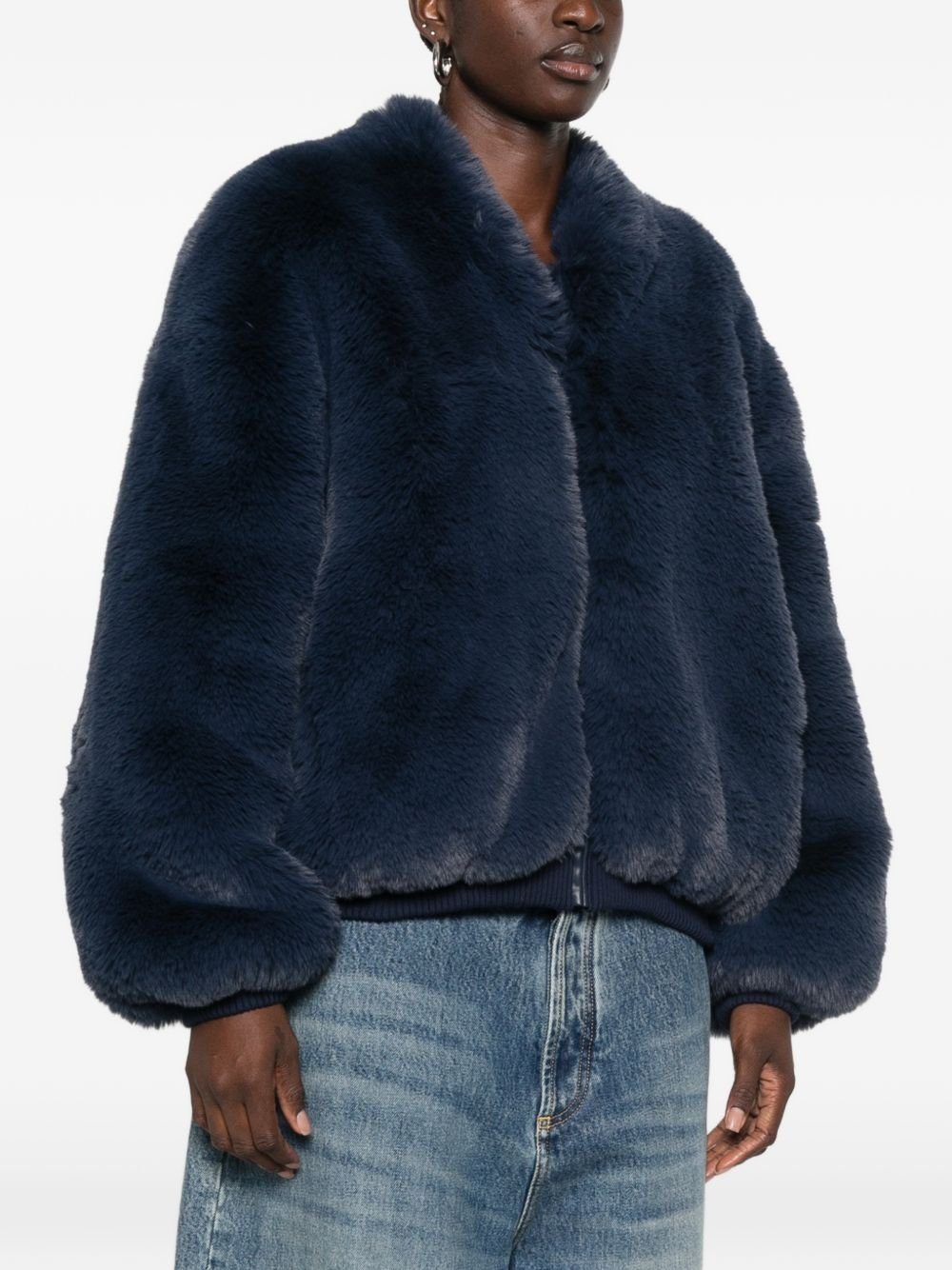 [THE FRANKIE SHOP] Fur Jacket FW26 JAFS22739304NAVY