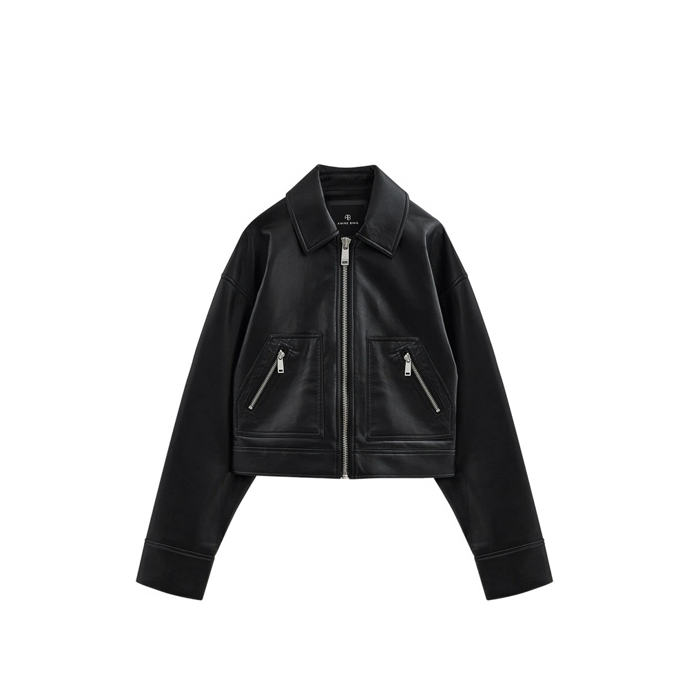 [Anine Bing] Leather Jacket FW26 A-01-12439  BLK81