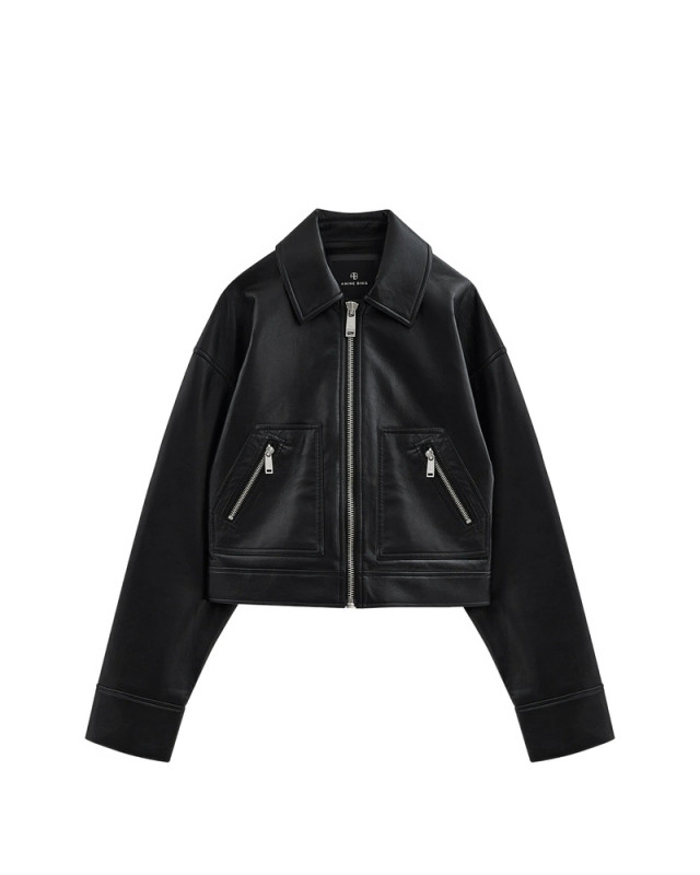 [Anine Bing] Leather Jacket FW26 A-01-12439  BLK81