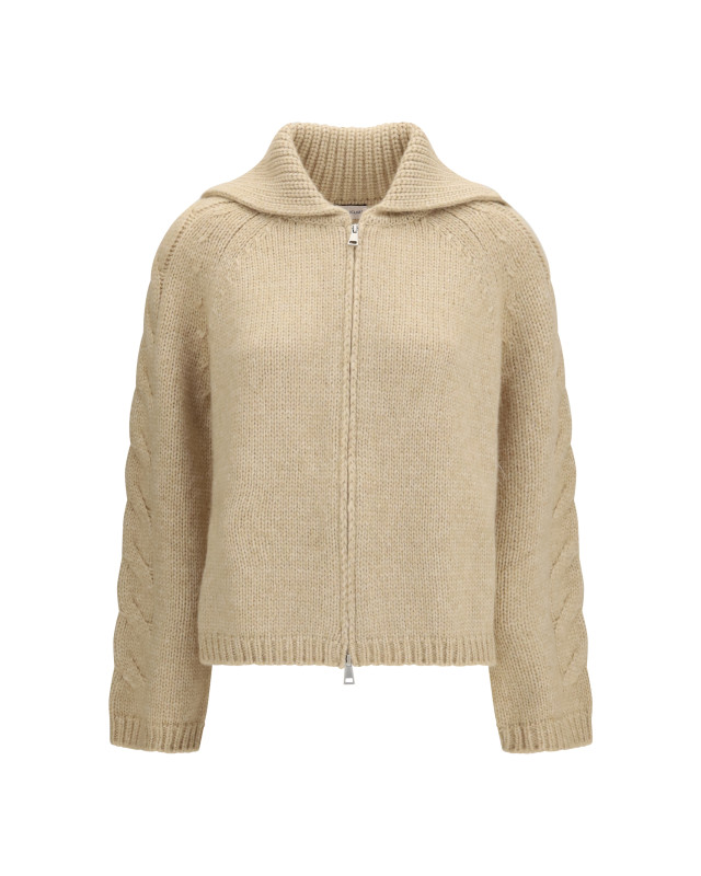 Alpaca and wool blend zip Cardigan