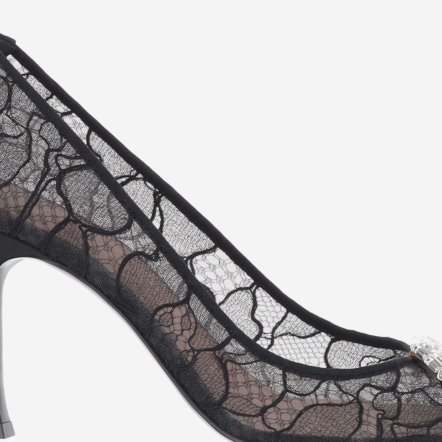 [Amina Muaddi] Pumps FW26 CAMELIALACEPUMP90BLACK