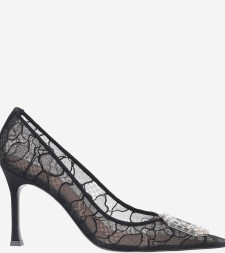 [Amina Muaddi] Pumps FW26 CAMELIALACEPUMP90BLACK