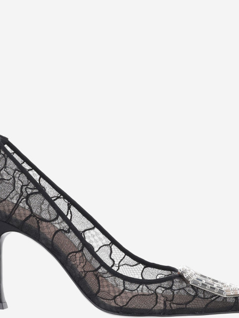 [Amina Muaddi] Pumps FW26 CAMELIALACEPUMP90BLACK