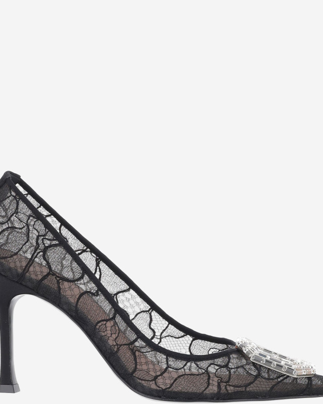 [Amina Muaddi] Pumps FW26 CAMELIALACEPUMP90BLACK