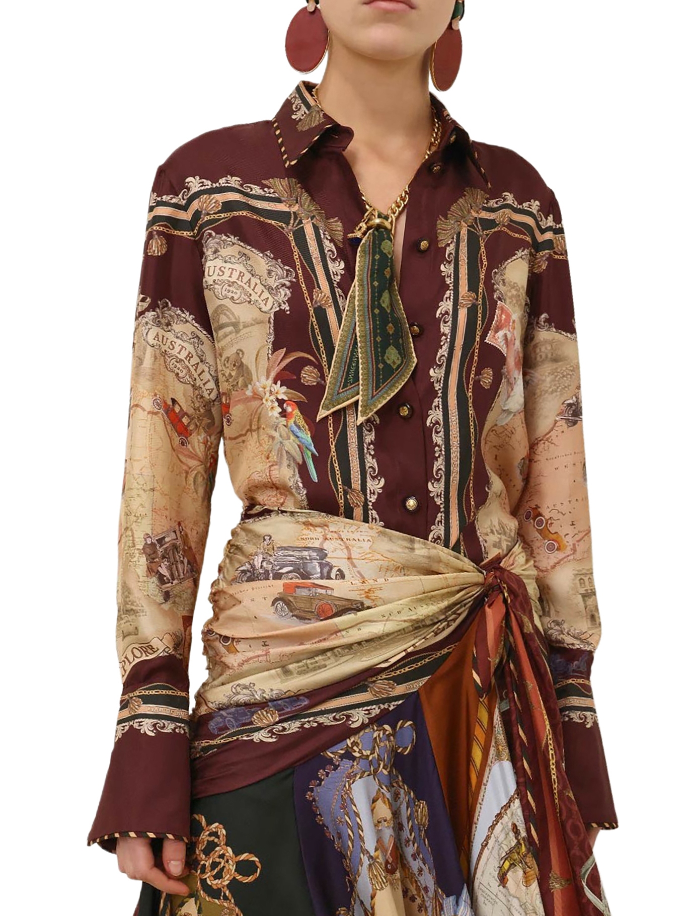 [Zimmermann] Shirts Long Sleeve FW26 0901TF261PLSCF PLUM SCARF