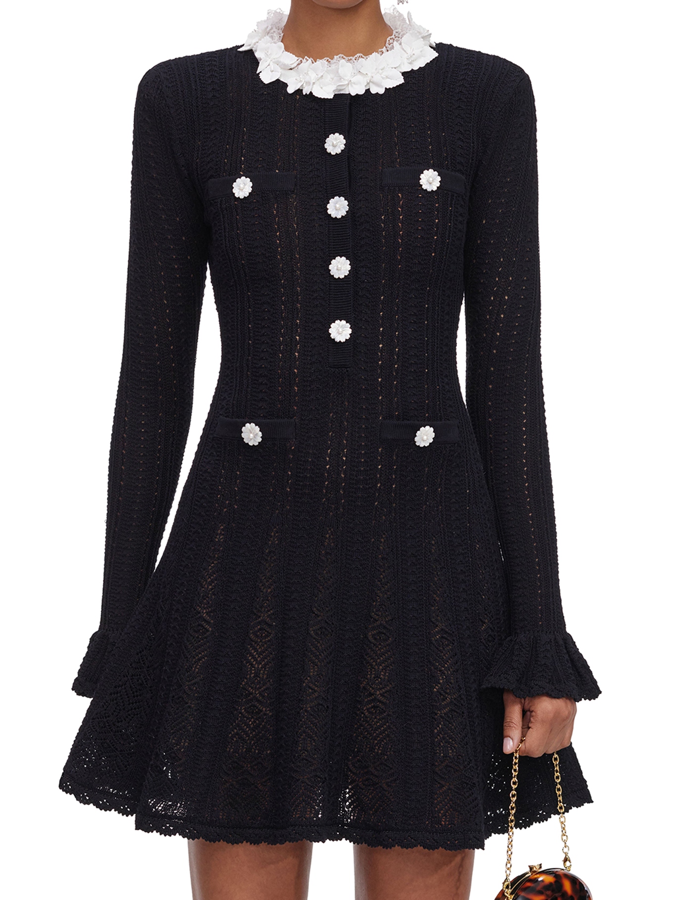[Self-portrait] Short sleeve dress FW26 AW26100SBBLACK