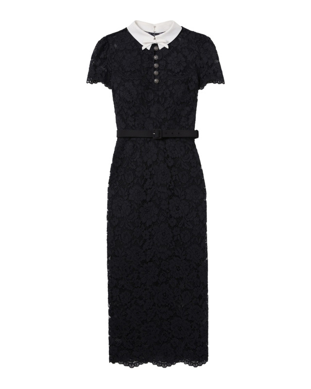 [Self-portrait] Short sleeve dress FW26 AW26019MABBLACK