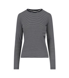 [Nili Lotan] T-shirts Long Sleeve SS26 13462 K217BLACK IVORY STRIPE